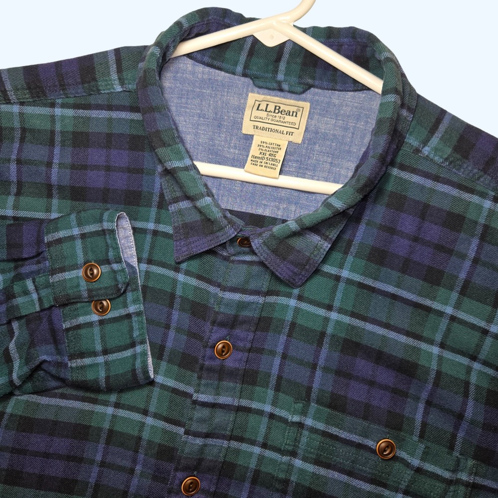 LL Bean BeanFlex All-Season Flannel Shirt Mens XXL Traditional Fit Plaid